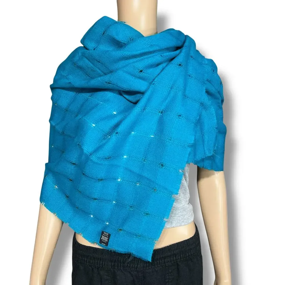 Womens Large Oversized Woven Scarf with Fringe Turquoise Teal